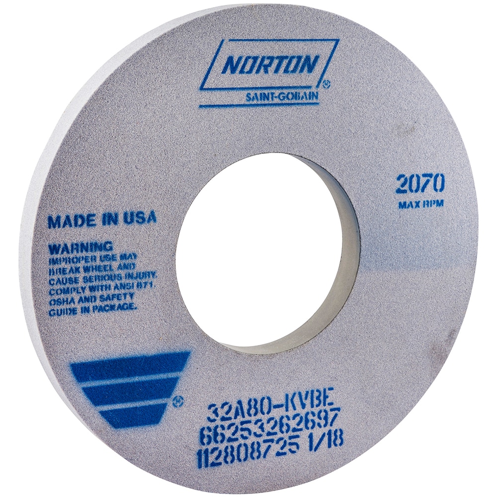 Norton 66253262697 Surface Grinding Wheel: 12" Dia, 1" Thick, 5" Hole, 80 Grit, K Hardness Image