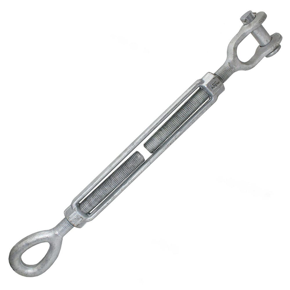 Turnbuckles; Turnbuckle Type: Jaw & Eye ; Working Load Limit: 15200 lb ; Thread Size: 1-1/2-18 in ; Turn-up: 18in ; Closed Length: 38.25in ; Material: Steel