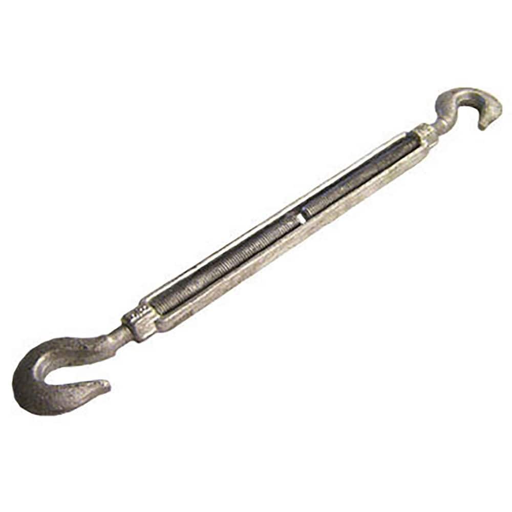 Turnbuckles; Turnbuckle Type: Hook & Hook ; Working Load Limit: 1500 lb ; Thread Size: 1/2-12 in ; Turn-up: 12in ; Closed Length: 19.38in ; Material: Steel