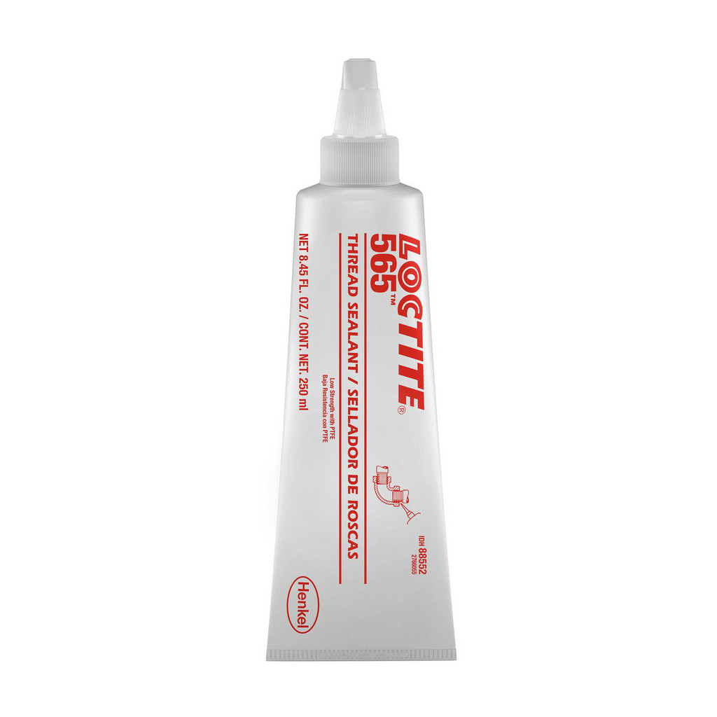Loctite 565 Thread Sealant, 250 ml Tube - White controlled-torque strength thread sealant for an instant low-pressure seal | Part #88552