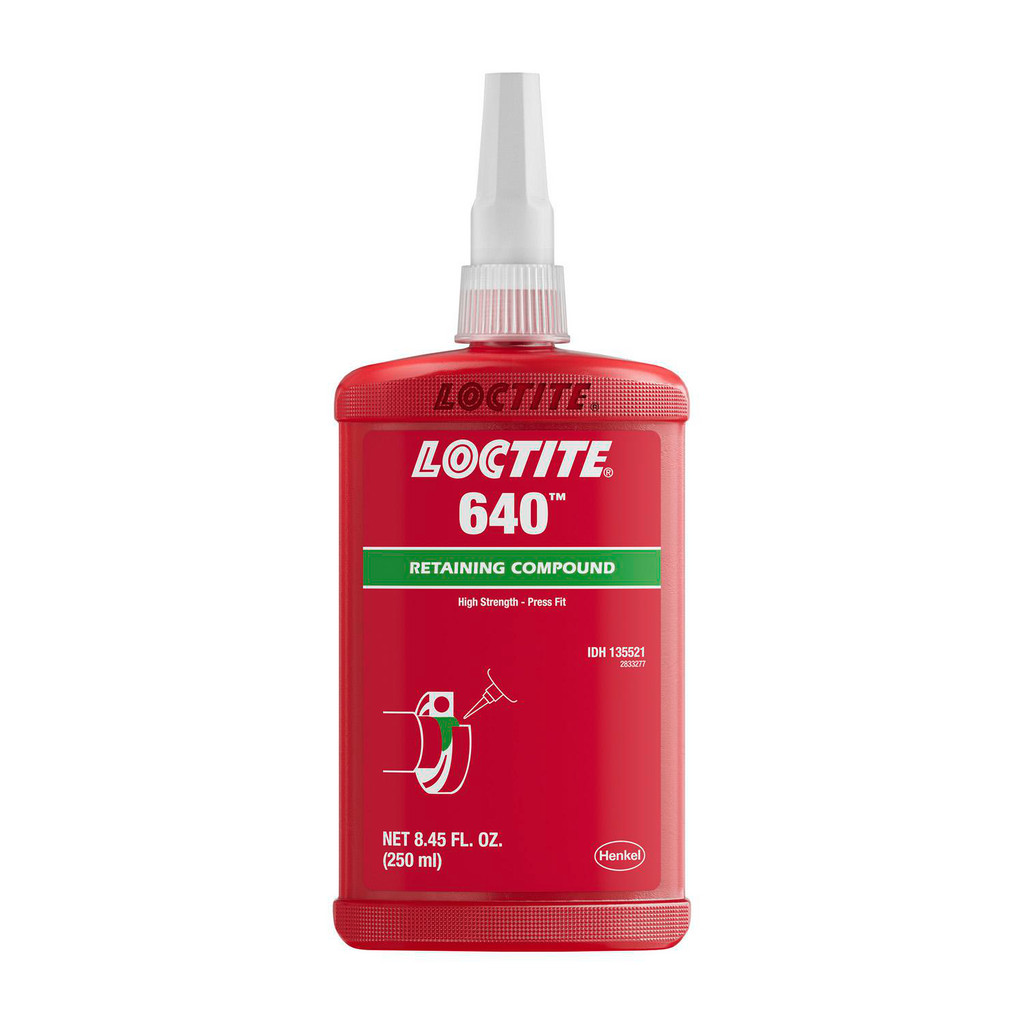 Loctite 640 Retaining Compound, 250 ml Bottle - High-strength retaining compound for large diameter cylindrical components | Part #135521