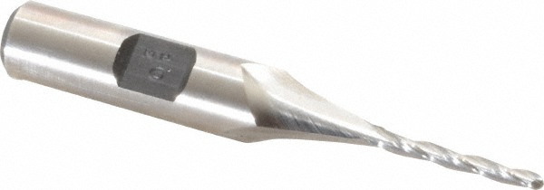 Made in USA BKK-103 Tapered End Mill: 0.5 &deg; per Side, 3/32" Small Dia, 3/4" LOC, 3 Flutes, High Speed Steel, Ball End Image