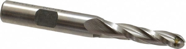 Made in USA BK-405 Tapered End Mill: 1 &deg; per Side, 1/4" Small Dia, 1-1/4" LOC, 3 Flutes, High Speed Steel, Ball End Image