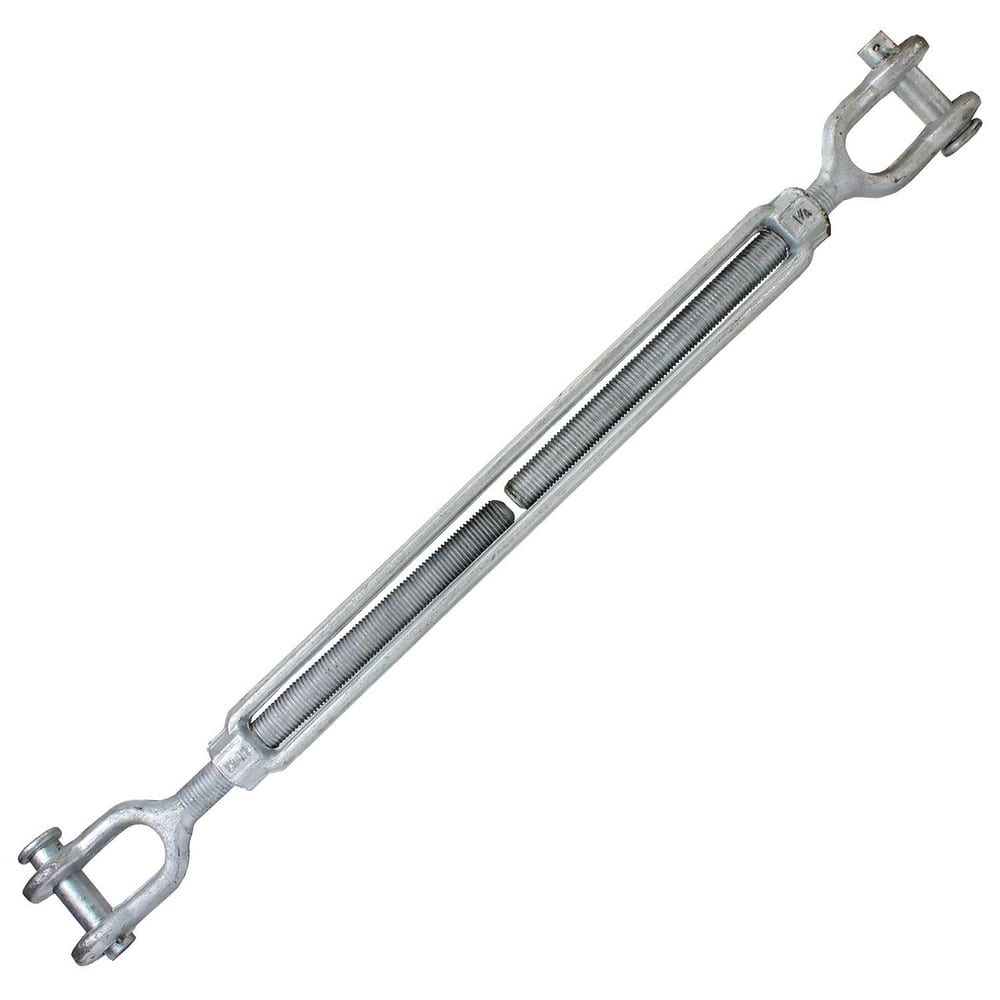 Turnbuckles; Turnbuckle Type: Jaw & Jaw ; Working Load Limit: 15200 lb ; Thread Size: 1-1/4-24 in ; Turn-up: 24in ; Closed Length: 41.54in ; Material: Steel