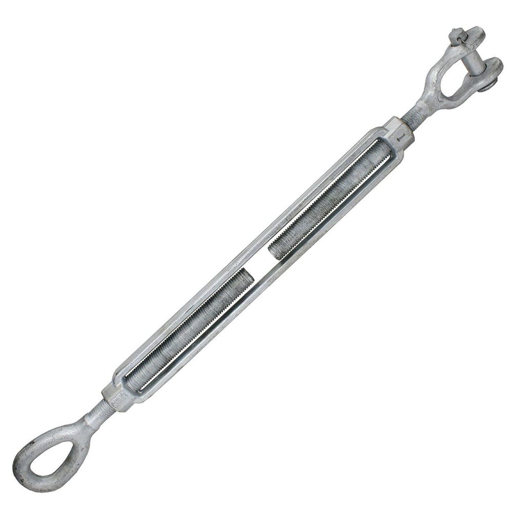 Turnbuckles; Turnbuckle Type: Jaw & Eye ; Working Load Limit: 10000 lb ; Thread Size: 1-18 in ; Turn-up: 18in ; Closed Length: 32.89in ; Material: Steel