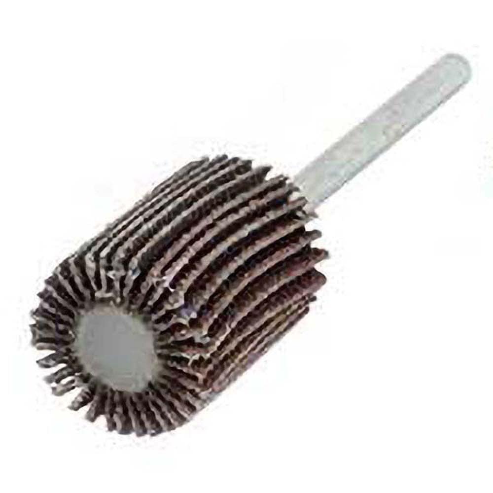 Mounted Flap Wheel: 5/8" Dia, 5/8" Face Width, 180 Grit, Aluminum Oxide