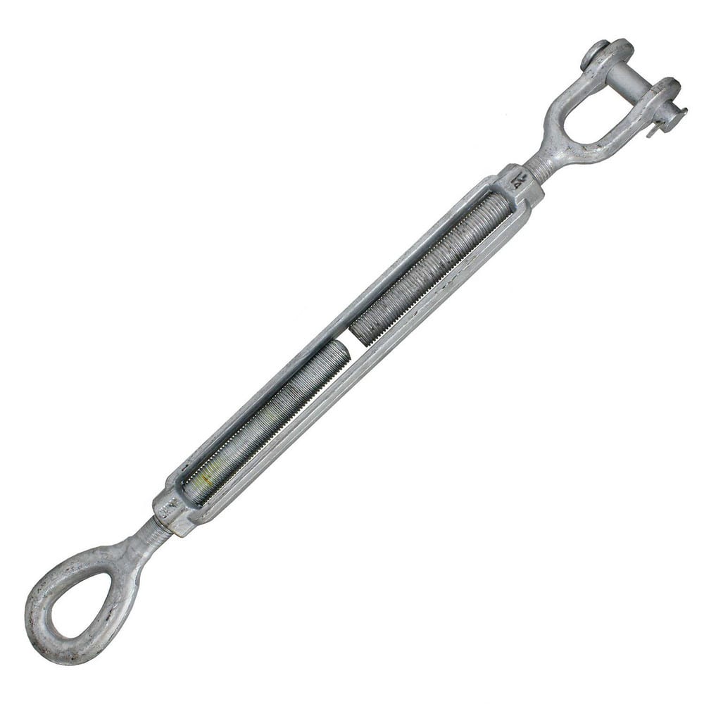 Turnbuckles; Turnbuckle Type: Jaw & Eye ; Working Load Limit: 15200 lb ; Thread Size: 1-1/4-18 in ; Turn-up: 18in ; Closed Length: 36.05in ; Material: Steel