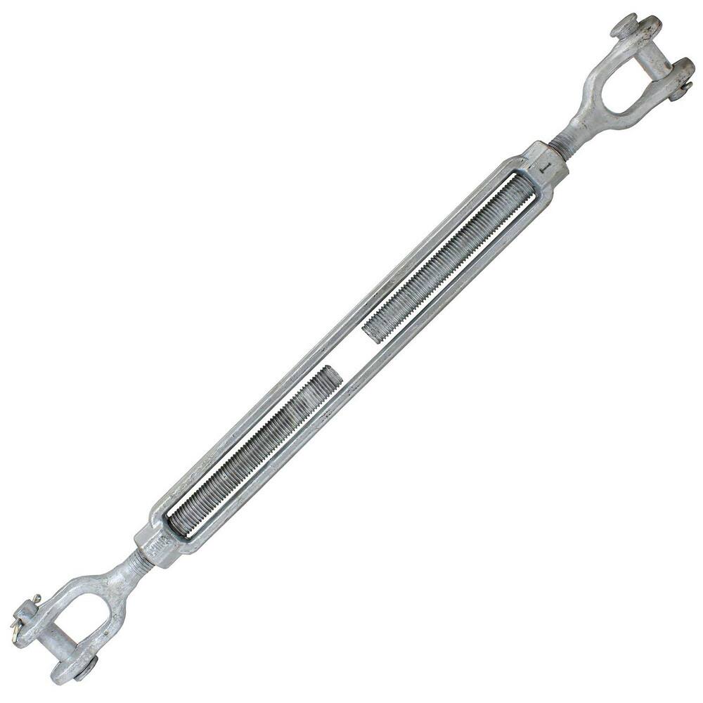 Turnbuckles; Turnbuckle Type: Jaw & Jaw ; Working Load Limit: 10000 lb ; Thread Size: 1-18 in ; Turn-up: 18in ; Closed Length: 32.06in ; Material: Steel
