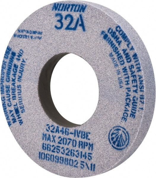 Norton 66253263145 Surface Grinding Wheel: 12" Dia, 1-1/2" Thick, 5" Hole, 46 Grit, I Hardness Image