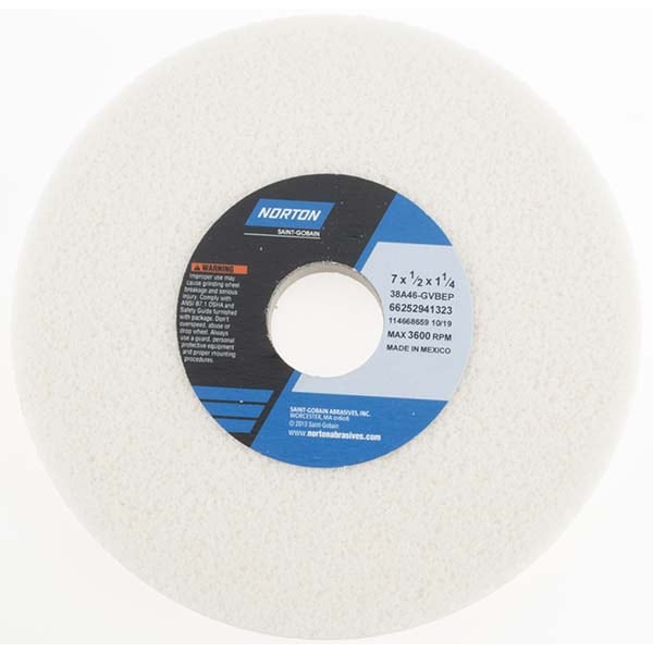 Norton 66252941323 Surface Grinding Wheel: 7" Dia, 1/2" Thick, 1-1/4" Hole, 46 Grit, G Hardness Image