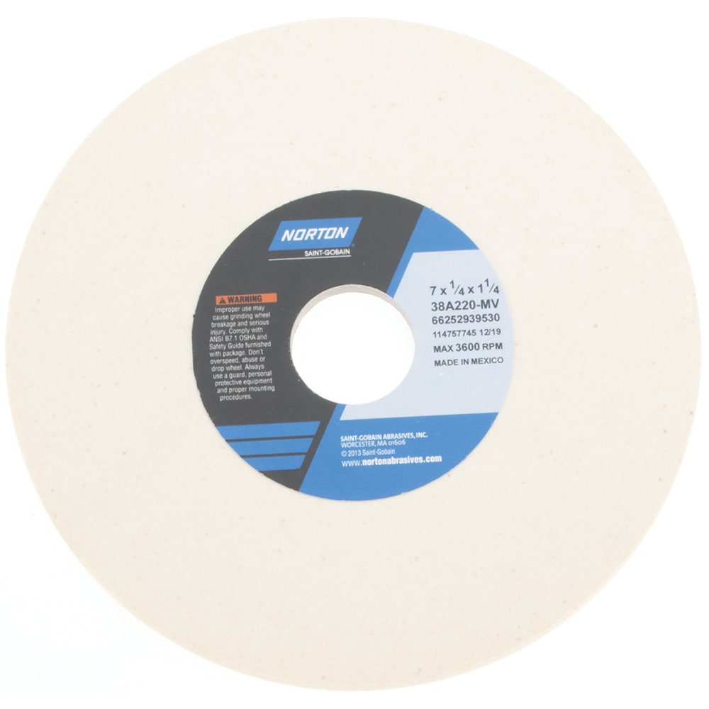 Norton 66252939530 Surface Grinding Wheel: 7" Dia, 1/4" Thick, 1-1/4" Hole, 220 Grit, M Hardness Image