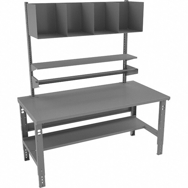 Stationary Workbench with Lower Shelf: Medium Gray