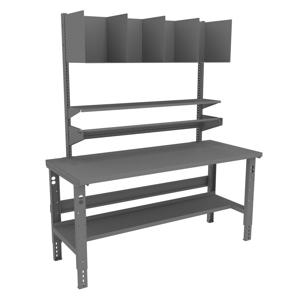 Stationary Workbench with Lower Shelf: Medium Gray