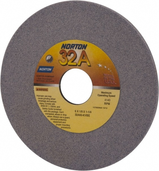 Norton 66252835500 Surface Grinding Wheel: 6" Dia, 1/8" Thick, 1-1/4" Hole, 60 Grit, K Hardness Image