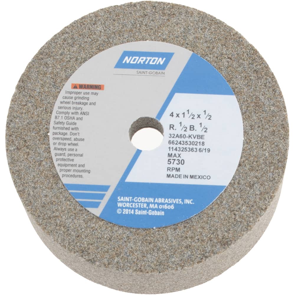 Norton 66243530218 Tool & Cutting Grinding Wheel: 4" Dia, 60 Grit, K Hardness, Type 6 