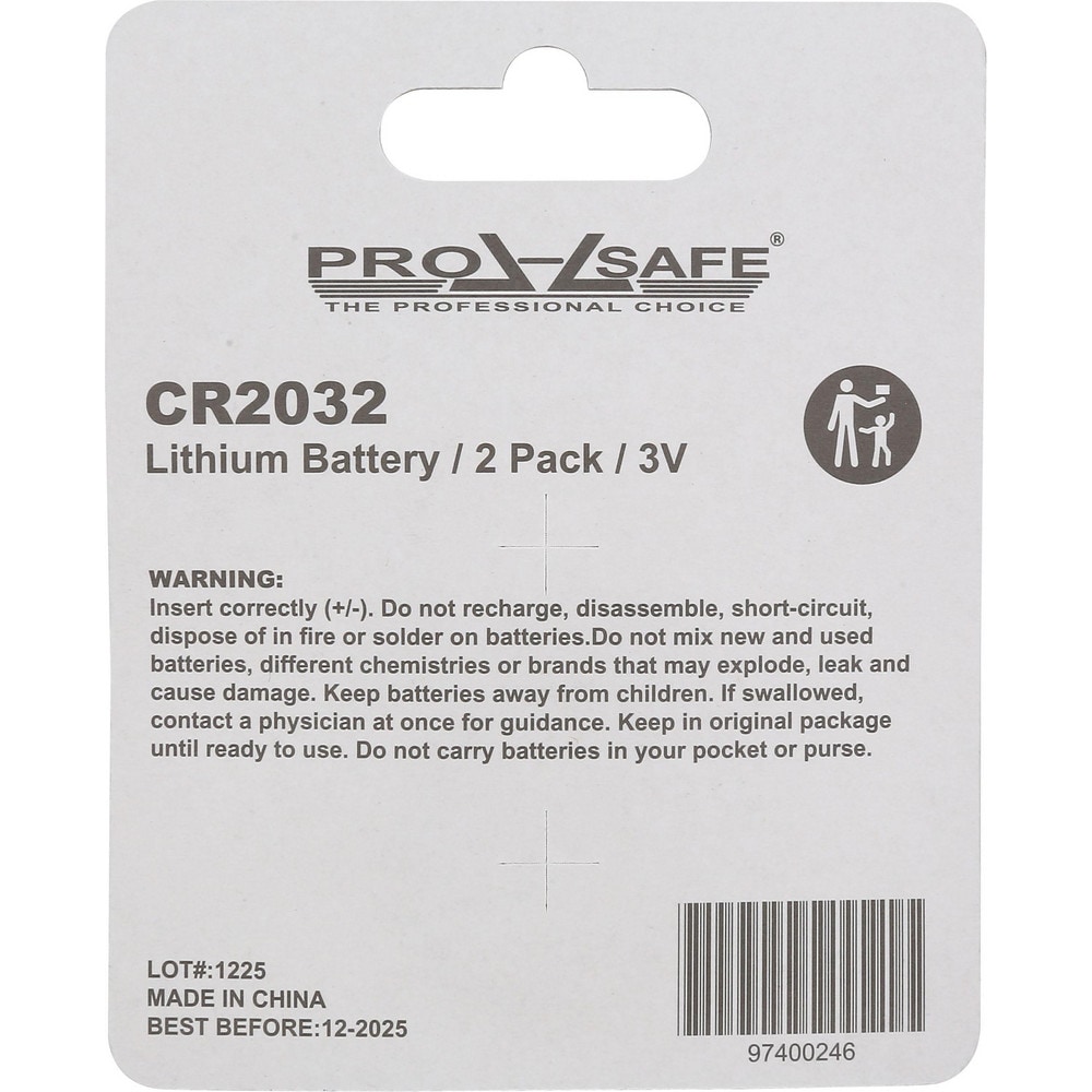 PRO-SAFE - Lithium Coin Cell Battery: 2 Batteries, CR2032 | MSC Direct