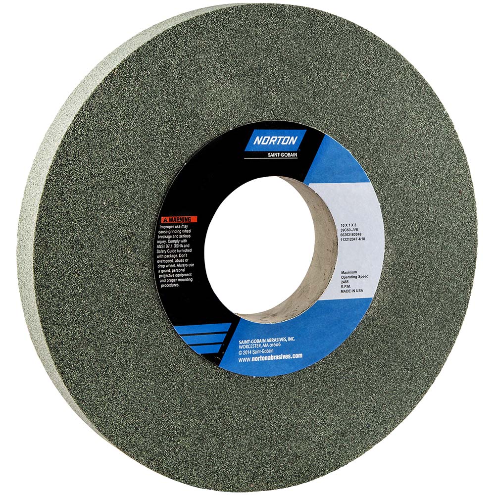 Norton Surface Grinding Wheel 10" Dia, 1" Thick, 3" Hole, 60 Grit, J