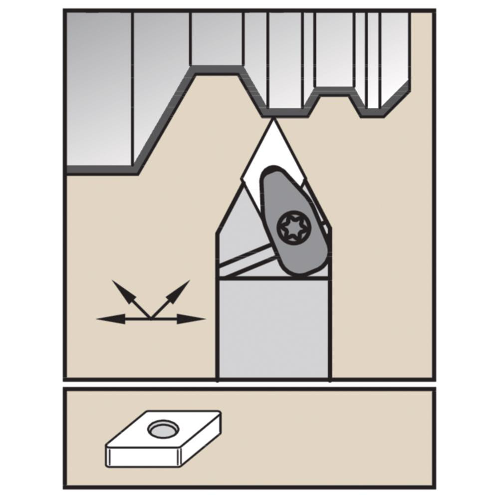 Widia Indexable Turning Toolholder DDNNR2020K15KC06, 63.000 deg Lead
