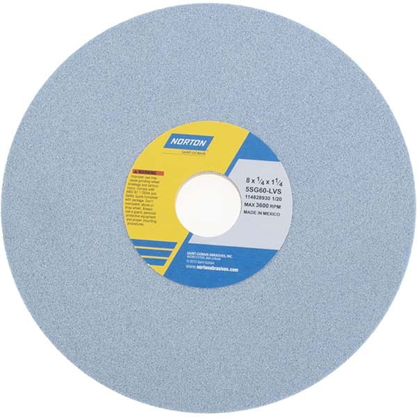 Norton 66253043352 Surface Grinding Wheel: 8" Dia, 1/4" Thick, 1-1/4" Hole, 60 Grit, L Hardness Image