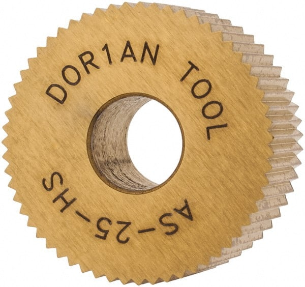 Dorian Tool 73310123512 Standard Knurl Wheel: 3/4" Dia, 90 ° Tooth Angle, 25 TPI, Straight, High Speed Steel 