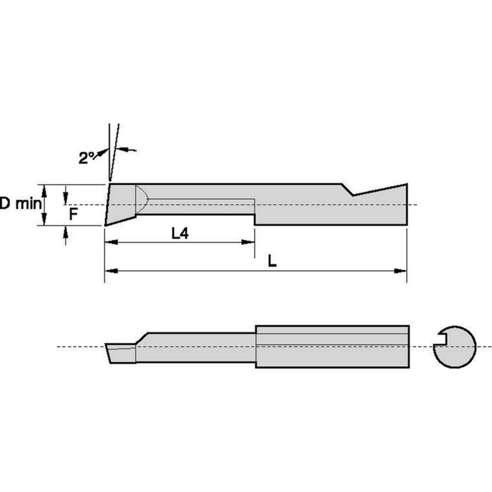 Widia Boring Bar 5/32" Min Bore Dia, 1/2" Max Bore Depth, Right Hand