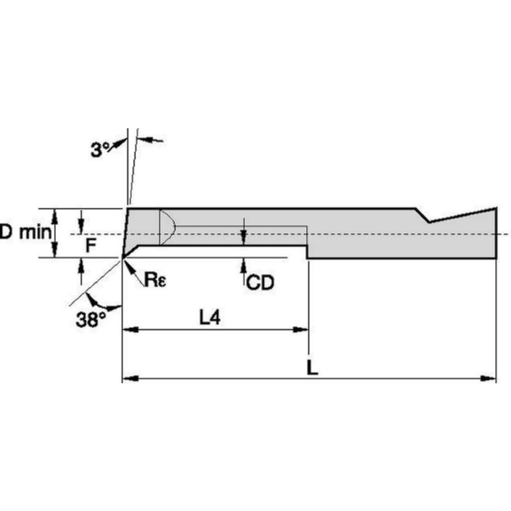 Widia Boring Bar 3/16" Min Bore Dia, 0.6000" Max Bore Depth, Right