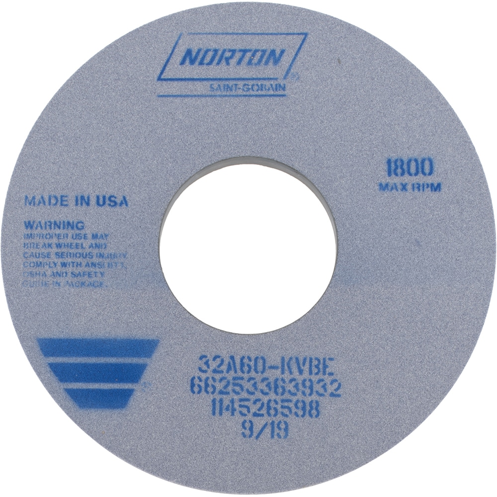 Norton 66253363932 Surface Grinding Wheel: 14" Dia, 1" Thick, 5" Hole, 60 Grit, K Hardness Image