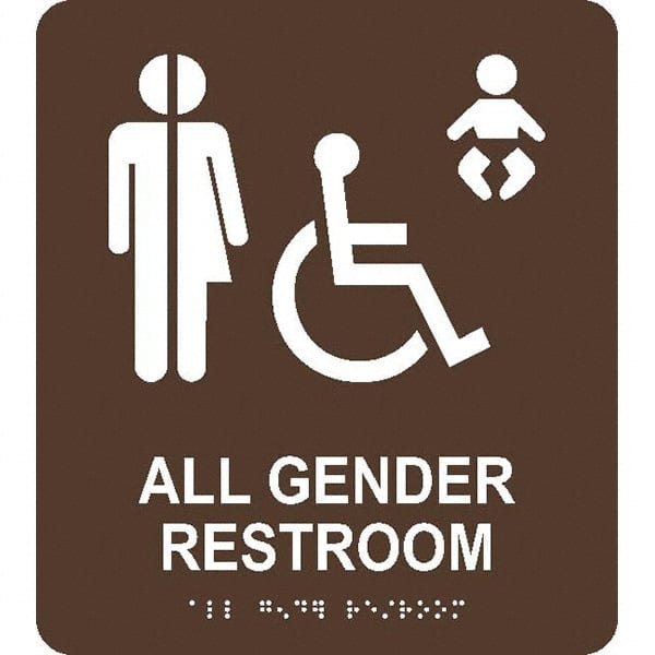 Architectural Signs; Type: ADA Traffic & Parking Sign; ADA Braille ; Family: Traffic & Parking Sign ; Sign Type: ADA Traffic & Parking Sign ; Legend: ALL GENDER RESTROOM ; Message or Graphic: Message & Graphic ; Material: Plastic