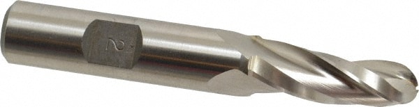 Made in USA BL-605 Tapered End Mill: 2 ° per Side, 3/8" Small Dia, 1-1/4" LOC, 3 Flutes, High Speed Steel, Ball End Image