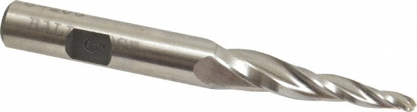 Made in USA BO-206 Tapered End Mill: 5 ° per Side, 1/8" Small Dia, 1-1/2" LOC, 3 Flutes, High Speed Steel, Ball End Image