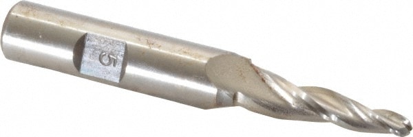 Made in USA BO-305 Tapered End Mill: 5 ° per Side, 3/16" Small Dia, 1-1/4" LOC, 3 Flutes, High Speed Steel, Ball End Image