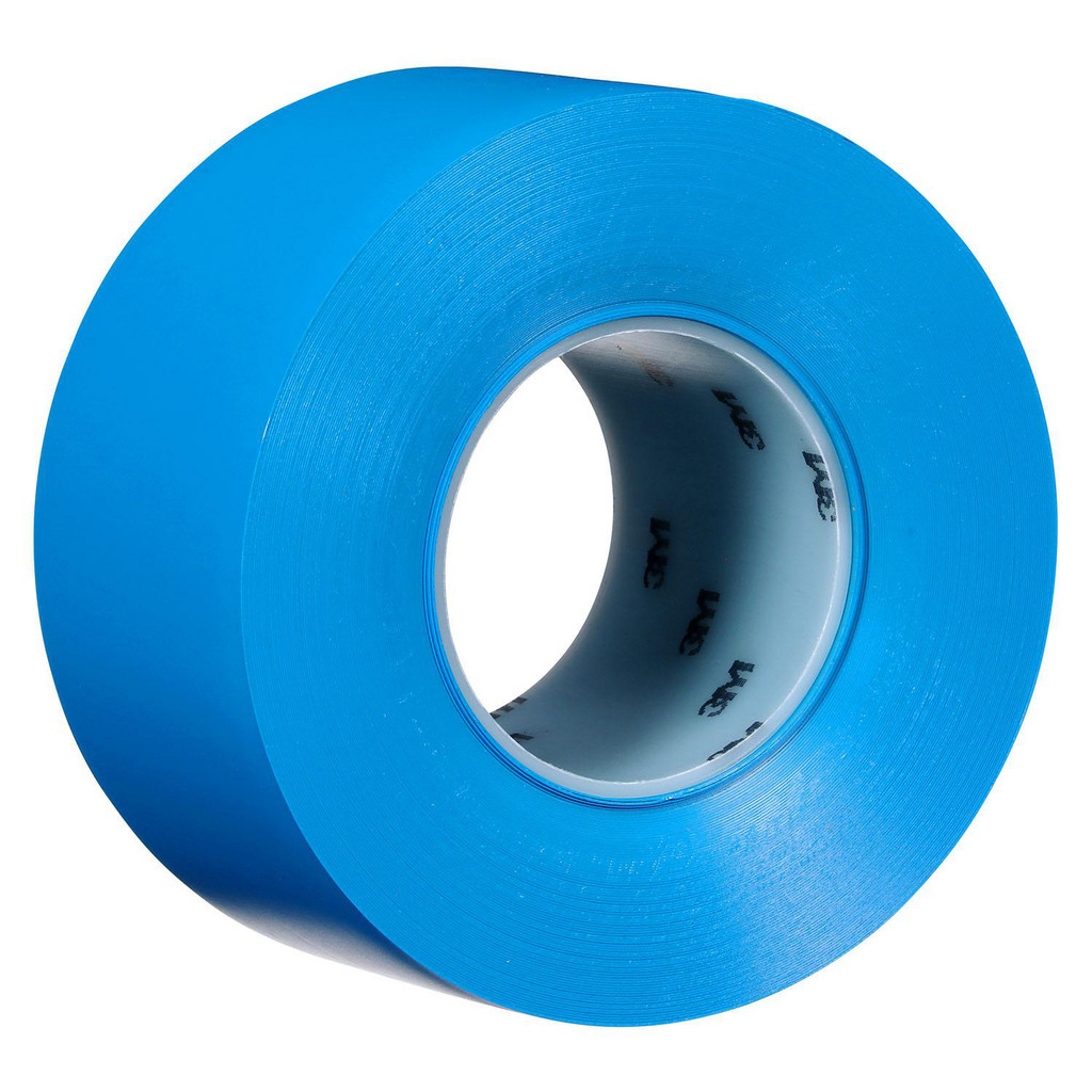 3M Floor & Aisle Marking Tape: 3" Wide, 17.0000 mil Thick, Vinyl - Blue, Heavy Duty Anti-Skid Surface | 4-Pack | Part #7100253517