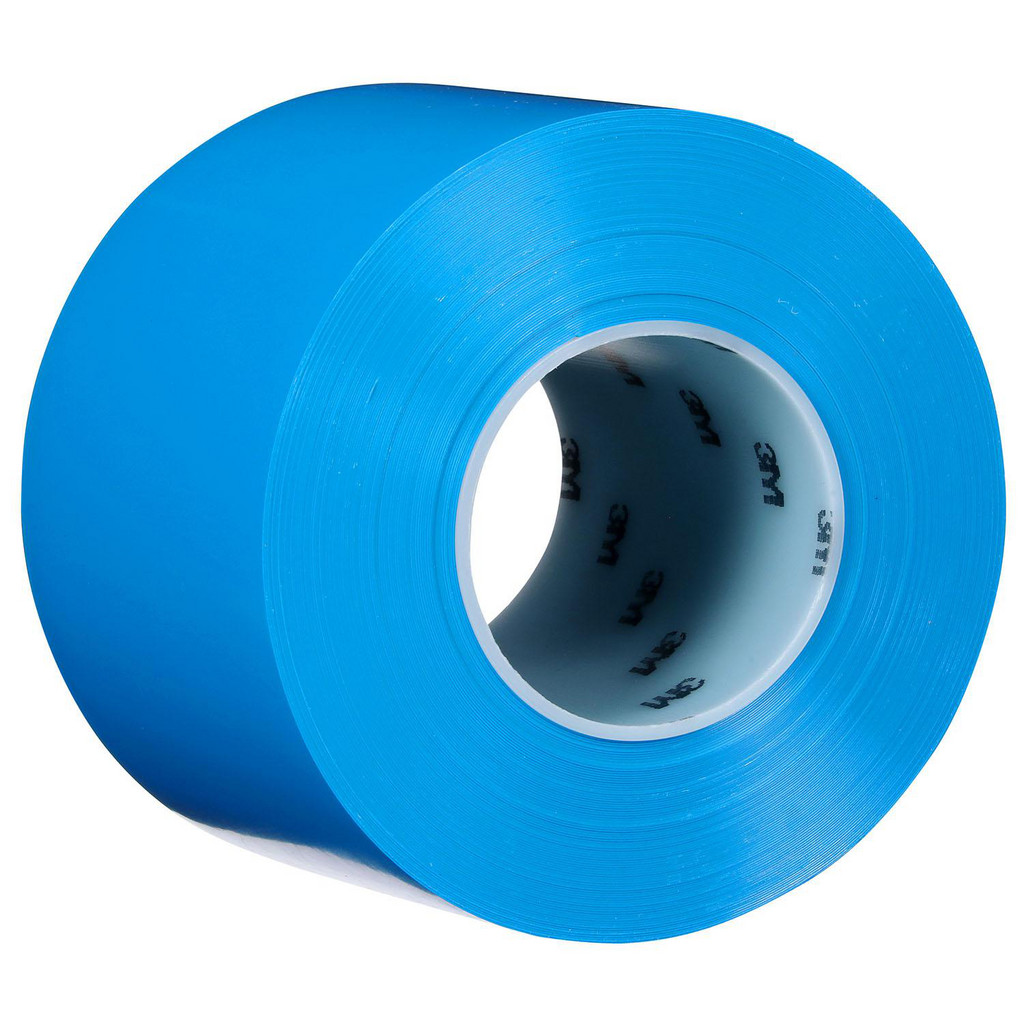 3M Floor & Aisle Marking Tape: 4" Wide, 17.0000 mil Thick, Vinyl - Blue, Heavy Duty Anti-Skid Surface | 3-Pack | Part #7100254036