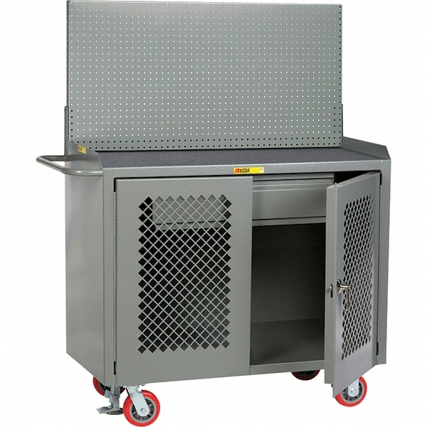 Little Giant® - Mobile Bench Cabinet with Pegboard Panel Mobile Work ...