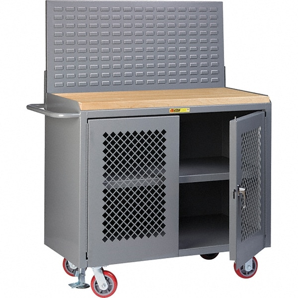 Little Giant® - Mobile Bench Cabinet with Louvered Panel Mobile Work ...