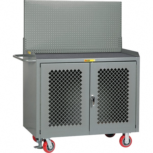 Little Giant® - Mobile Bench Cabinet with Pegboard Panel Mobile Work ...