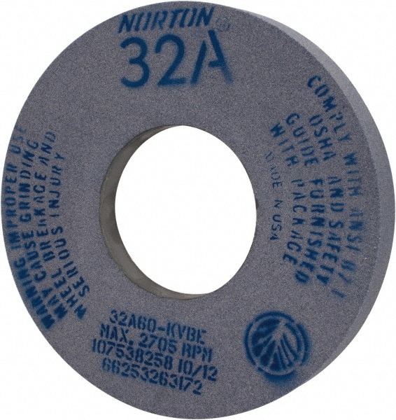 Norton 66253263172 Surface Grinding Wheel: 12" Dia, 1-1/2" Thick, 5" Hole, 60 Grit, K Hardness Image