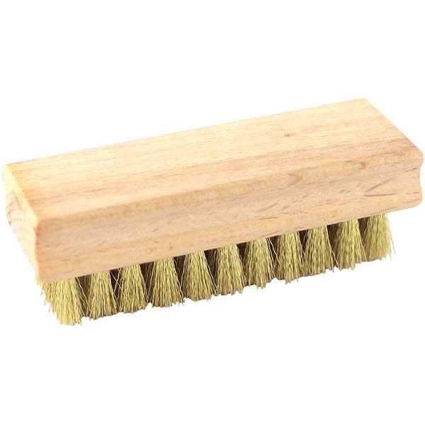 Scratch Brush: 4 Row, 11 Column, Brass - 9/16" Trim Length, Wood Handle, Straight Back Handle