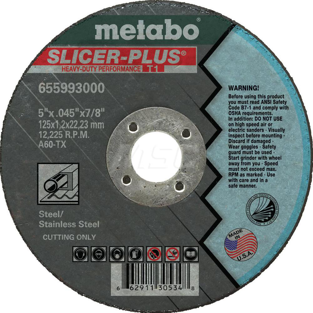 Metabo Cutoff Wheel Type 1, 5" Dia, 0.045" Thick, 7/8" Hole