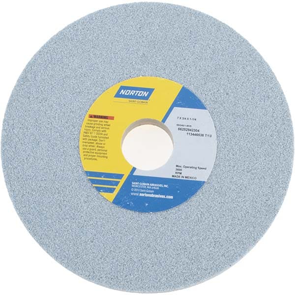 Norton 66252942304 Surface Grinding Wheel: 7" Dia, 3/4" Thick, 1-1/4" Hole, 46 Grit, I Hardness Image