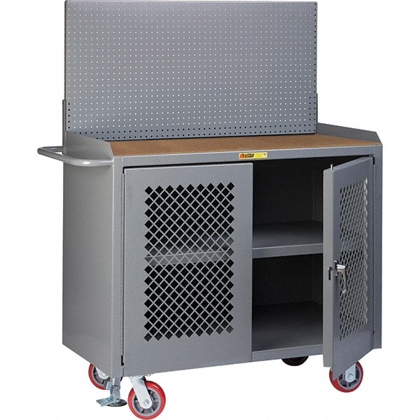 Little Giant® - Mobile Bench Cabinet with Pegboard Panel Mobile Work ...