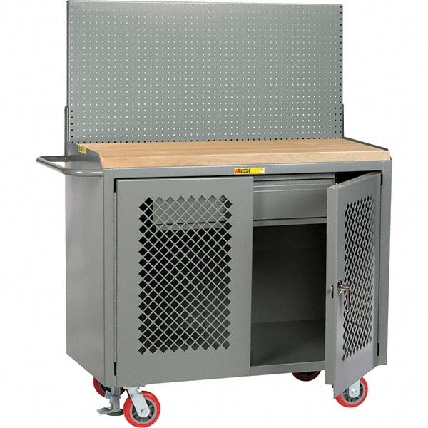 Little Giant® - Mobile Bench Cabinet with Pegboard Panel Mobile Work ...