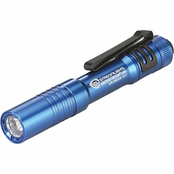 Mini Flashlight: White LED Bulb - Blue, Aluminum, 1 Battery Included