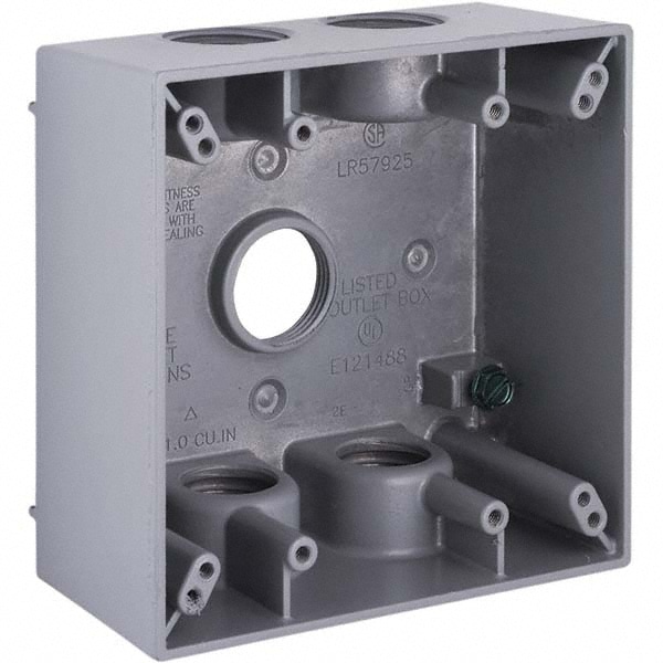 Hubbell-Raco - Electrical Outlet Box: Aluminum, Square, 4-1/2