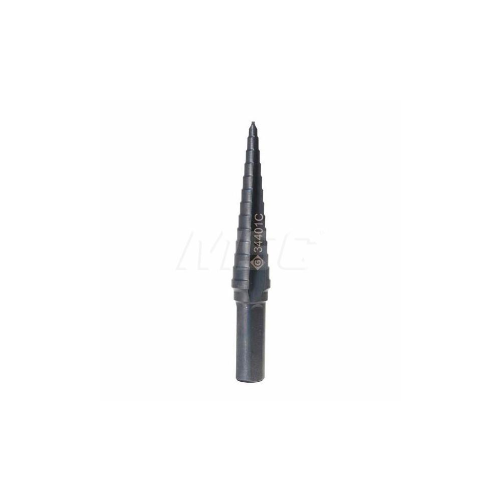 Greenlee Step Drill Bits 1/8" to 1/2" Hole Dia, 3/8" Shank Dia, Cobalt, 13 Hole Sizes