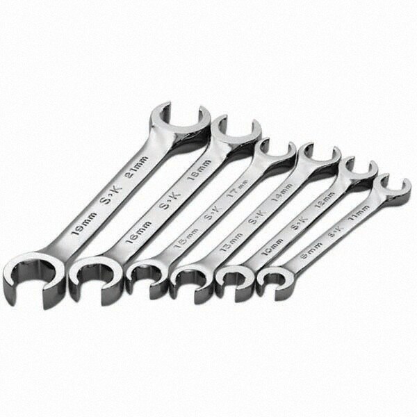 Flare Nut Wrench Set: 6 Pc, Metric