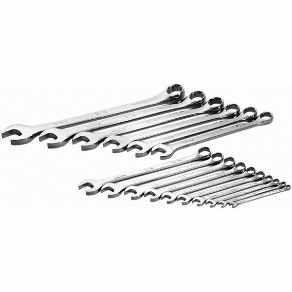Combination Wrench Set: 16 Pc, Inch