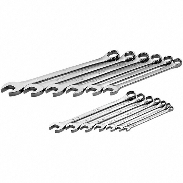 Combination Wrench Set: 13 Pc, 1/4 to 1" Wrench, Inch