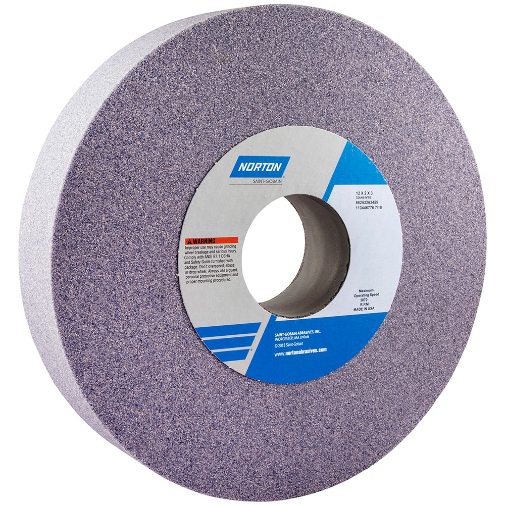 Norton 66253263459 Surface Grinding Wheel: 12" Dia, 2" Thick, 3" Hole, 46 Grit, I Hardness Image