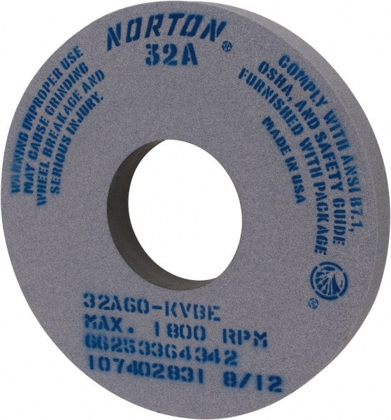 Norton 66253364342 Surface Grinding Wheel: 14" Dia, 1-1/2" Thick, 5" Hole, 60 Grit, K Hardness Image